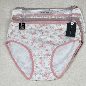 Laura Ashley NEW Women's M  Pink Mauve 5pk  Floral Cotton Hi Cut Briefs Panties